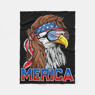 Bald Eagle Mullet Merica American Flag Patriotic 4 Fleece Deken