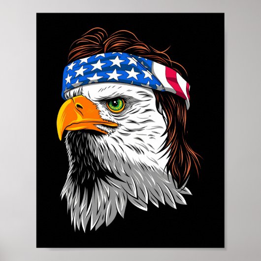 Bald Eagle Mullet USA Poster (Voorkant)