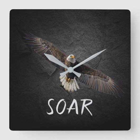 Bald Eagle on Black Rock Vierkante Klok (Voorkant)