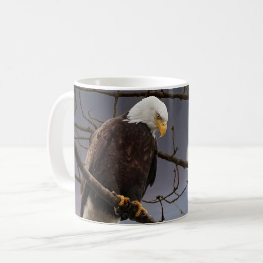 Bald Eagle onder Full Moon Wildlife Natuur Koffiemok (Voorkant links)