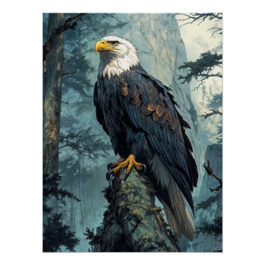 Bald Eagle op horloge Perfect Poster (Voorkant)