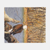 Bald Eagle op Illinois River Bank Fleece Deken (Voorkant (Horizontaal))