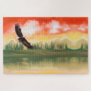 Bald Eagle op Sunset Legpuzzel