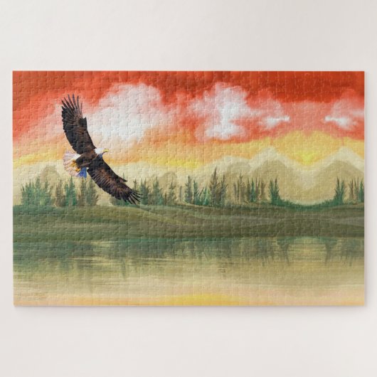 Bald Eagle op Sunset Legpuzzel (Horizontaal)