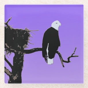 Bald Eagle op zonsondergang - Originele Wilde Kuns Glazen Onderzetter