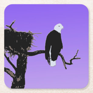Bald Eagle op zonsondergang - Originele Wilde Kuns Vierkante Kartonnen Onderzetter