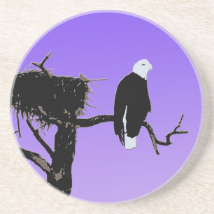 Bald Eagle op zonsondergang - Originele Wilde Kuns Zandsteen Onderzetter