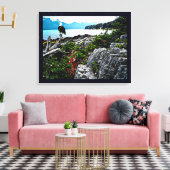 Bald Eagle over de kust van Alaska Canvas Afdruk (Insitu (Woonkamer))