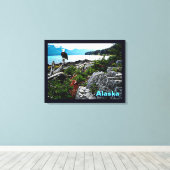 Bald Eagle over de kust van Alaska Canvas Afdruk (Insitu (Houten vloer))
