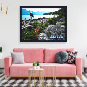 Bald Eagle over de kust van Alaska Canvas Afdruk (Insitu (Woonkamer))