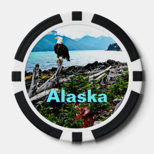 Bald Eagle over de kust van Alaska Poker Chips