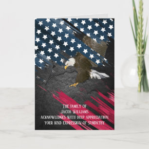Bald Eagle over vlag Sympathie bedankt Kaart
