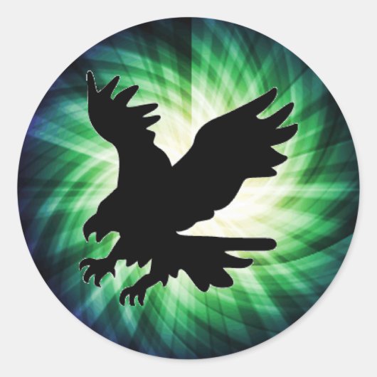 Bald Eagle Silhouette; Koel Ronde Sticker (Voorkant)