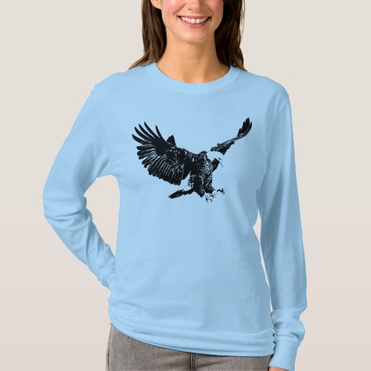 Bald Eagle Silhouette Pop Kunst T-shirt (Voorkant)