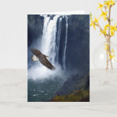 Bald Eagle & Snoqualmie Falls Cartes de voeux (Fleur jaune)