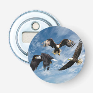 Bald Eagle Soaring Button Flesopener