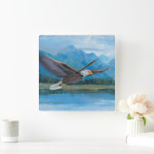 Bald Eagle Soaring Vierkante Klok (Huis)