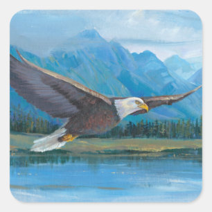 Bald Eagle Soaring Vierkante Sticker
