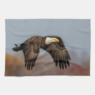 Bald Eagle tijdens de vlucht Theedoek