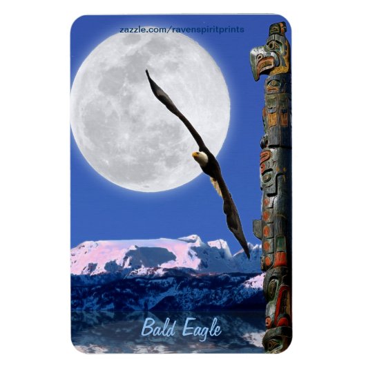 Bald Eagle Totem & Super Moon Wildlife Magneet (Verticaal)