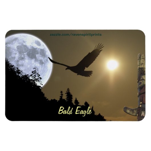 Bald Eagle Totem & Super Moon Wildlife Magneet (Horizontaal)