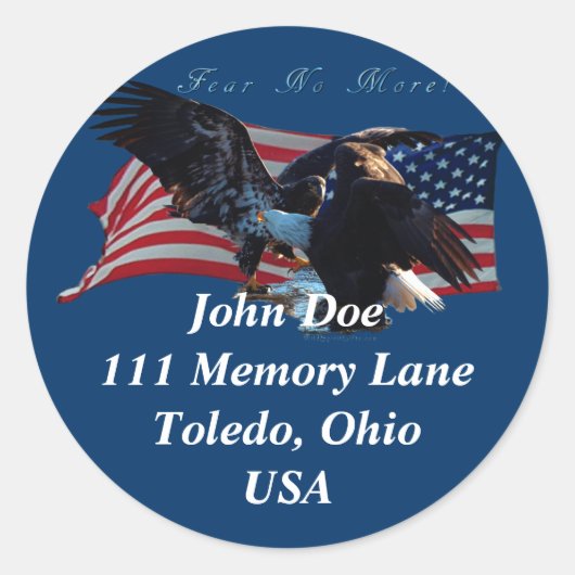Bald Eagle/US Flag Adres Sticker (Voorkant)