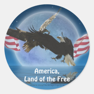BALD EAGLE & US VLAG Patriot Series Ronde Sticker