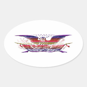 Bald Eagle USA Flag Americana Patriotic Art Ovale Sticker