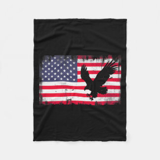 Bald Eagle Usa Flag Patriotic Fourth Of July Dom Fleece Deken