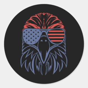 Bald Eagle USA Flag Shirt 4th of July Eagle USA Ronde Sticker