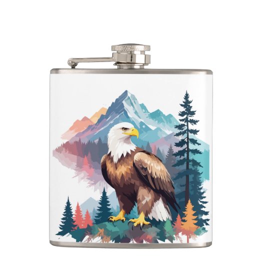 Bald Eagle Vector Art Animal Majestic Natuur Heupfles (Voorkant)