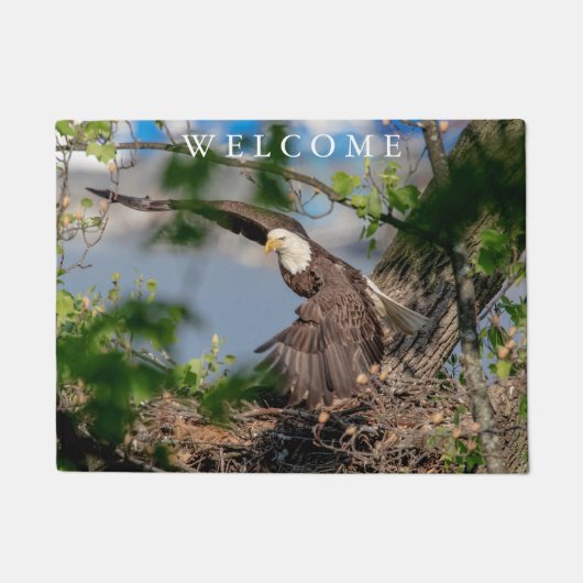 Bald Eagle verlaat het nest Deurmat (Voorkant)