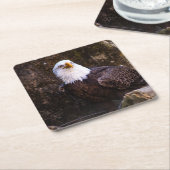 Bald Eagle Vierkante Kartonnen Onderzetter (Schuin)