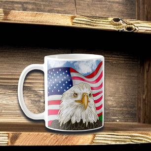 Bald Eagle voor de Amerikaanse vlag Patriottische Koffiemok