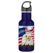 Bald Eagle voor de Amerikaanse vlag Patriottische Waterfles (Voorkant)