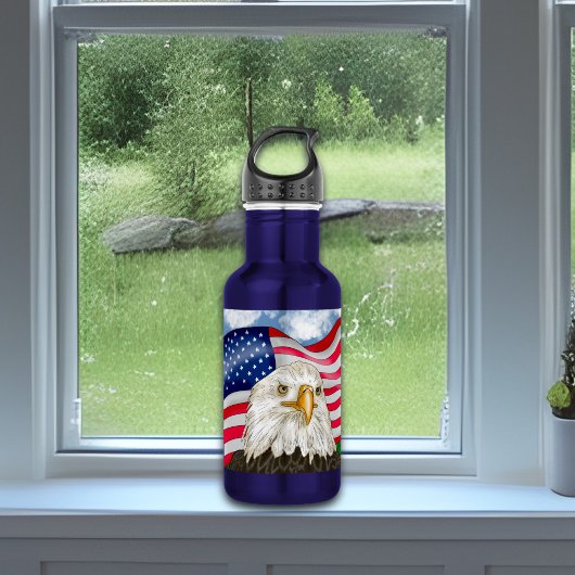 Bald Eagle voor de Amerikaanse vlag Patriottische Waterfles
