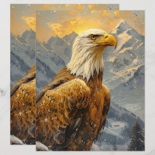 Bald Eagle Watercolor Mountains Scrapbook Papier