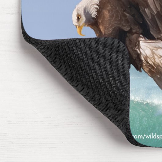 Bald Eagle, Waves & Lighthouse Mousepad Muismat (Hoek)