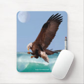 Bald Eagle, Waves & Lighthouse Mousepad Muismat (Met muis)