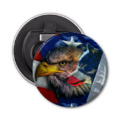 Bald Eagle Wolf American Flag Button Flesopener (Voorkant)
