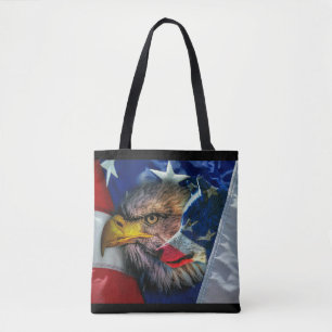 Bald Eagle Wolf American Flag Draagtas