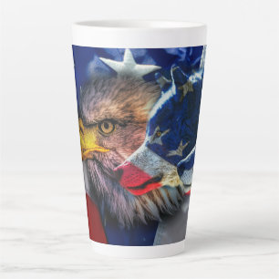 Bald Eagle Wolf American Flag Latte Mok