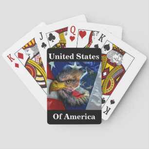 Bald Eagle Wolf American Flag Pokerkaarten