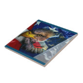 Bald Eagle Wolf American Flag Tegeltje (Zijkant)