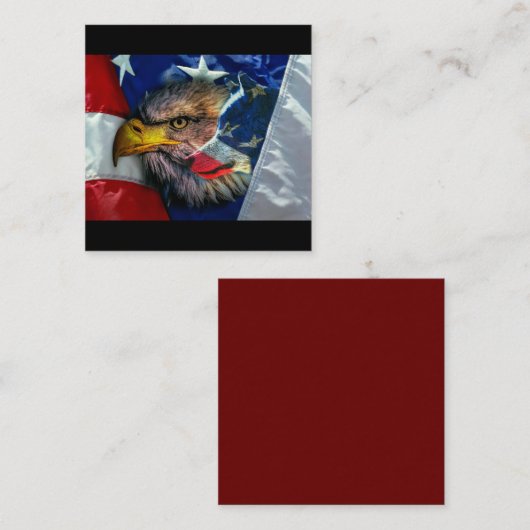 Bald Eagle Wolf American Flag Vierkante Visitekaartje (Voorkant / Achterkant)