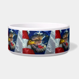 Bald Eagle Wolf American Flag Voerbakje