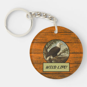 Bald Eagle Wood Grain Acryl Sleutelhanger
