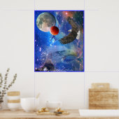Bald Eagles, Space, Planets, Galaxies Art Poster (Keuken)