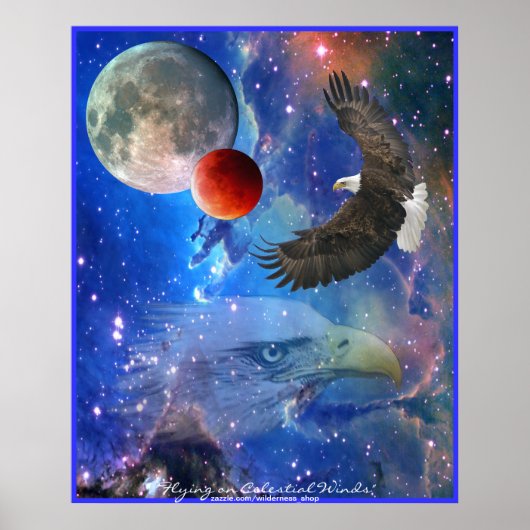 Bald Eagles, Space, Planets, Galaxies Art Poster (Voorkant)