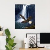 Bald Eagles & Waterfall Wildlife Art Poster (Thuiskantoor)